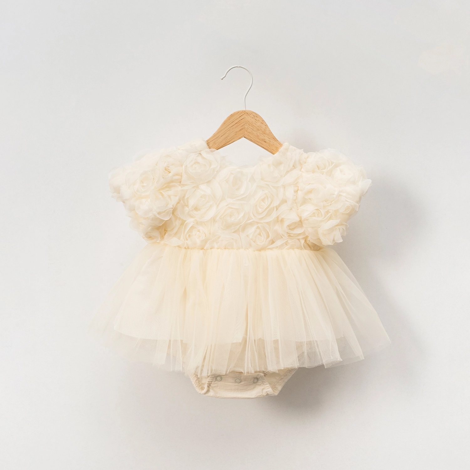 Little Rosa Ekru Güllü Kız Bebek Romper