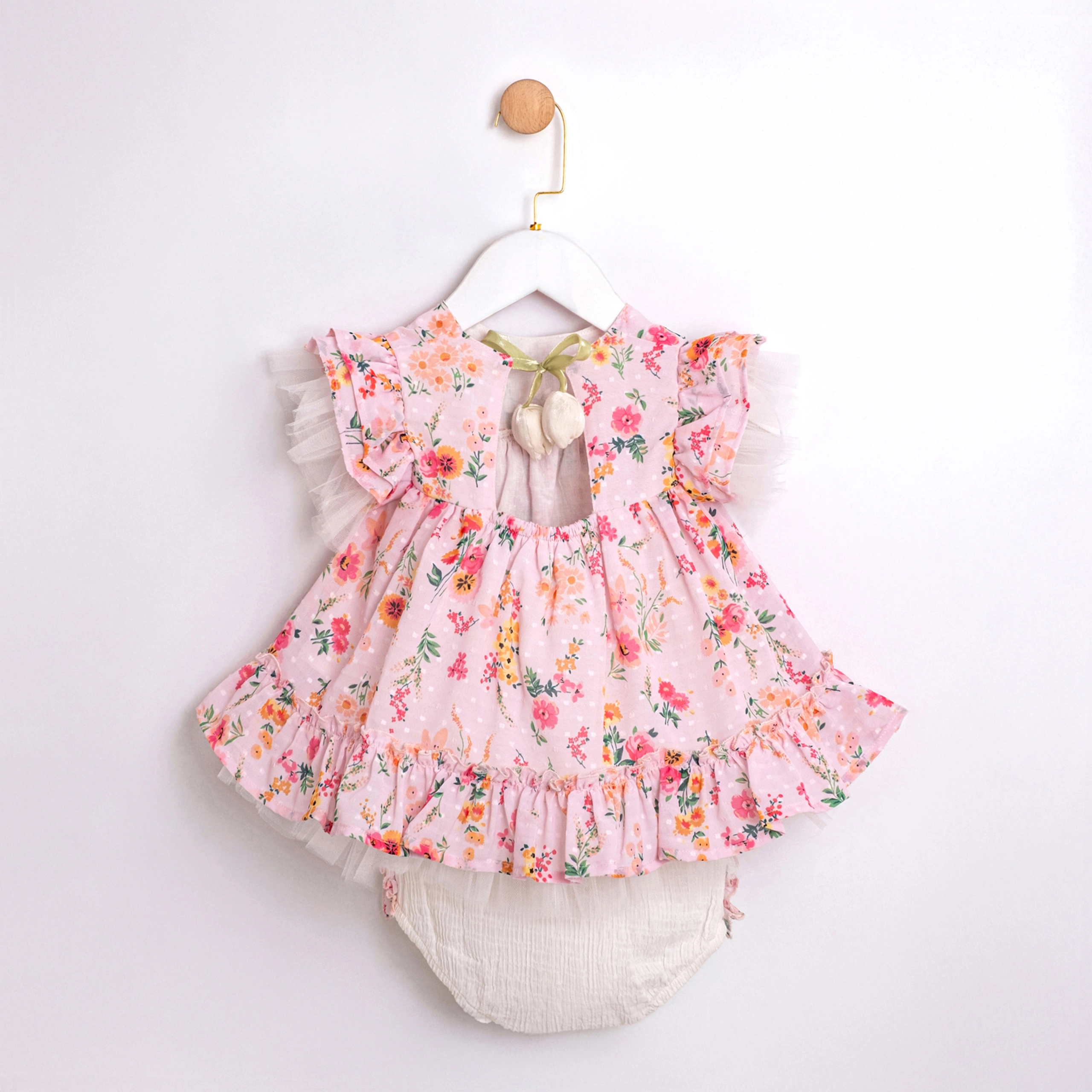 Florette Pembe Lale Detaylı Kız Bebek Külotlu Takım
