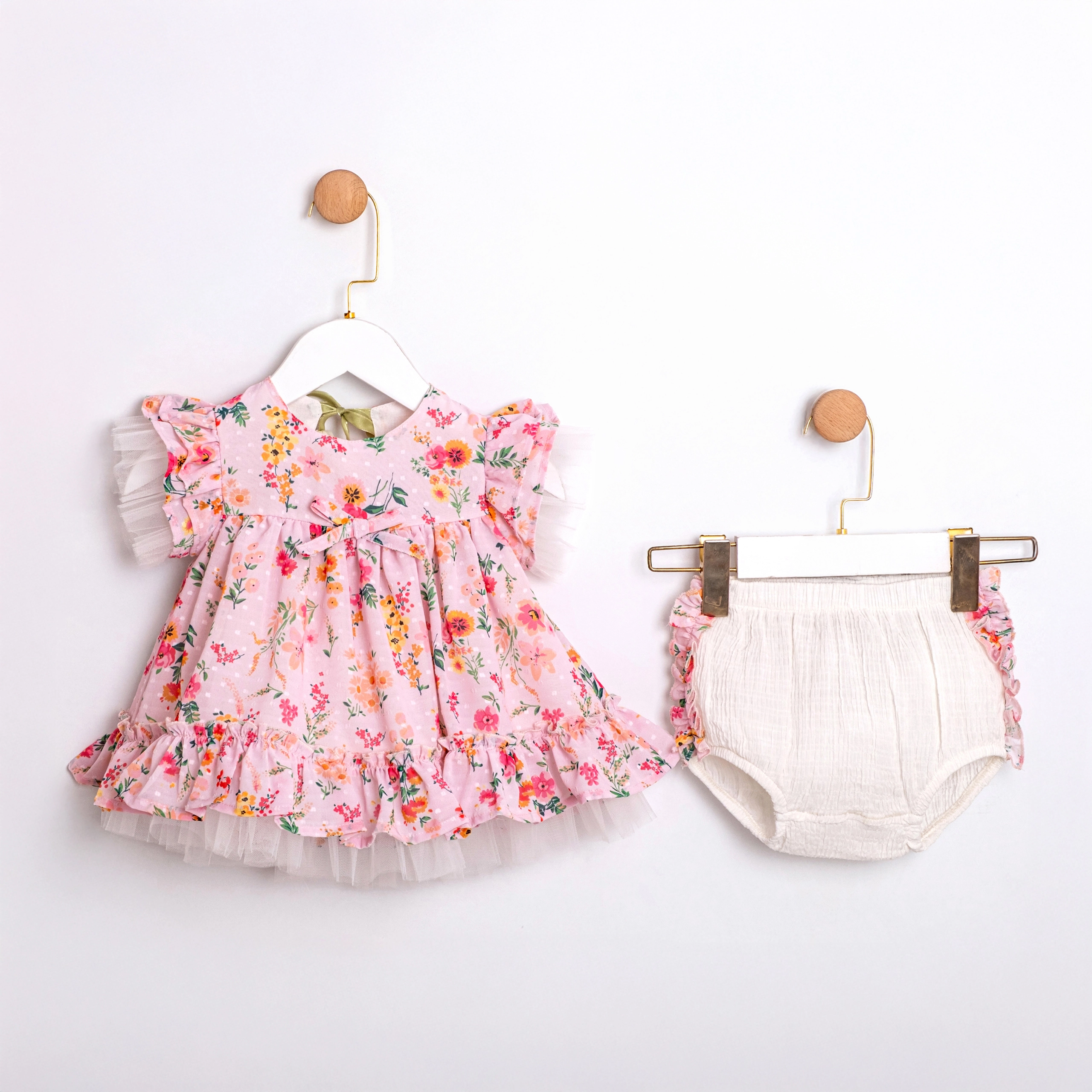 Florette Pembe Lale Detaylı Kız Bebek Külotlu Takım