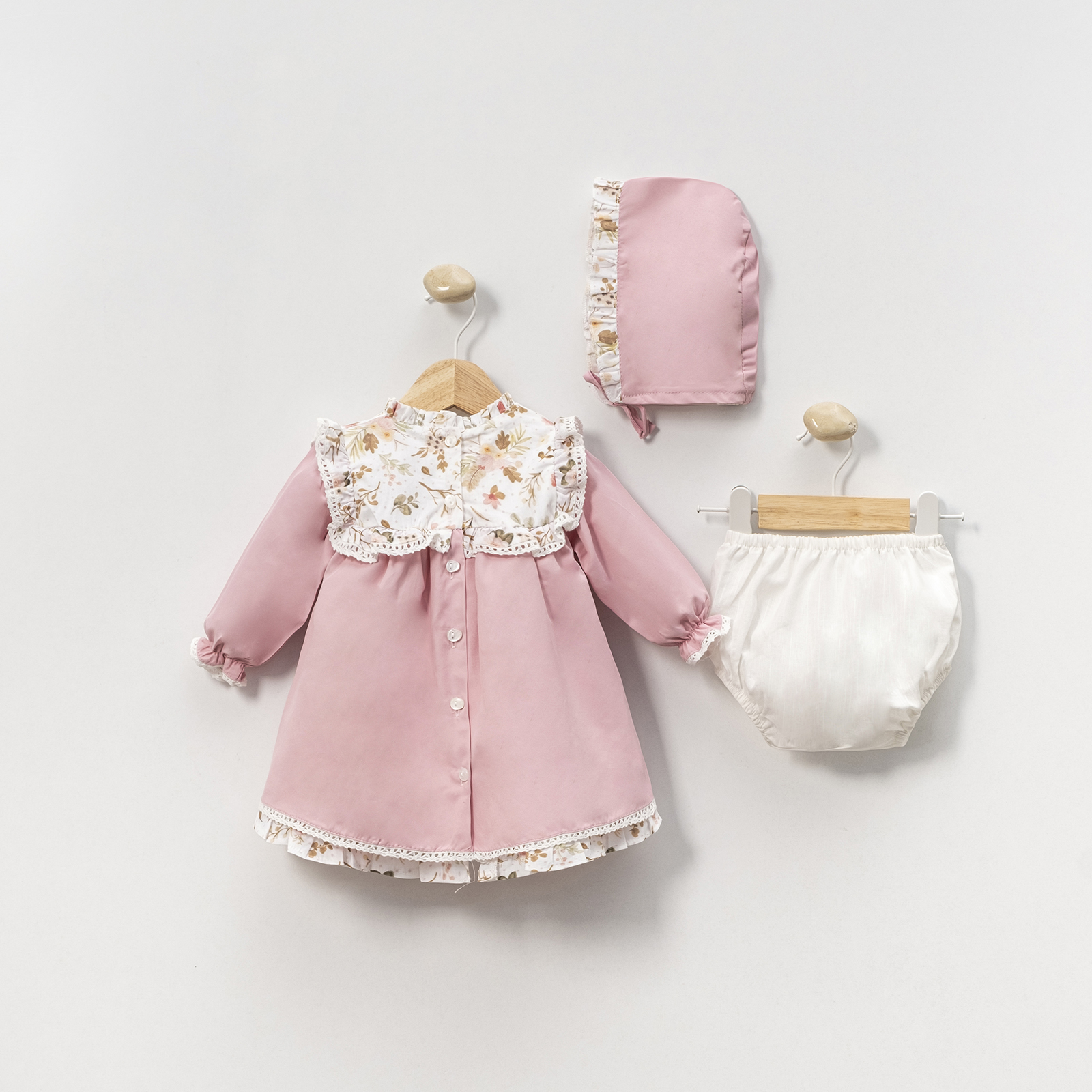 Cherry Pembe Boneli Külotlu Kız Bebek Elbise