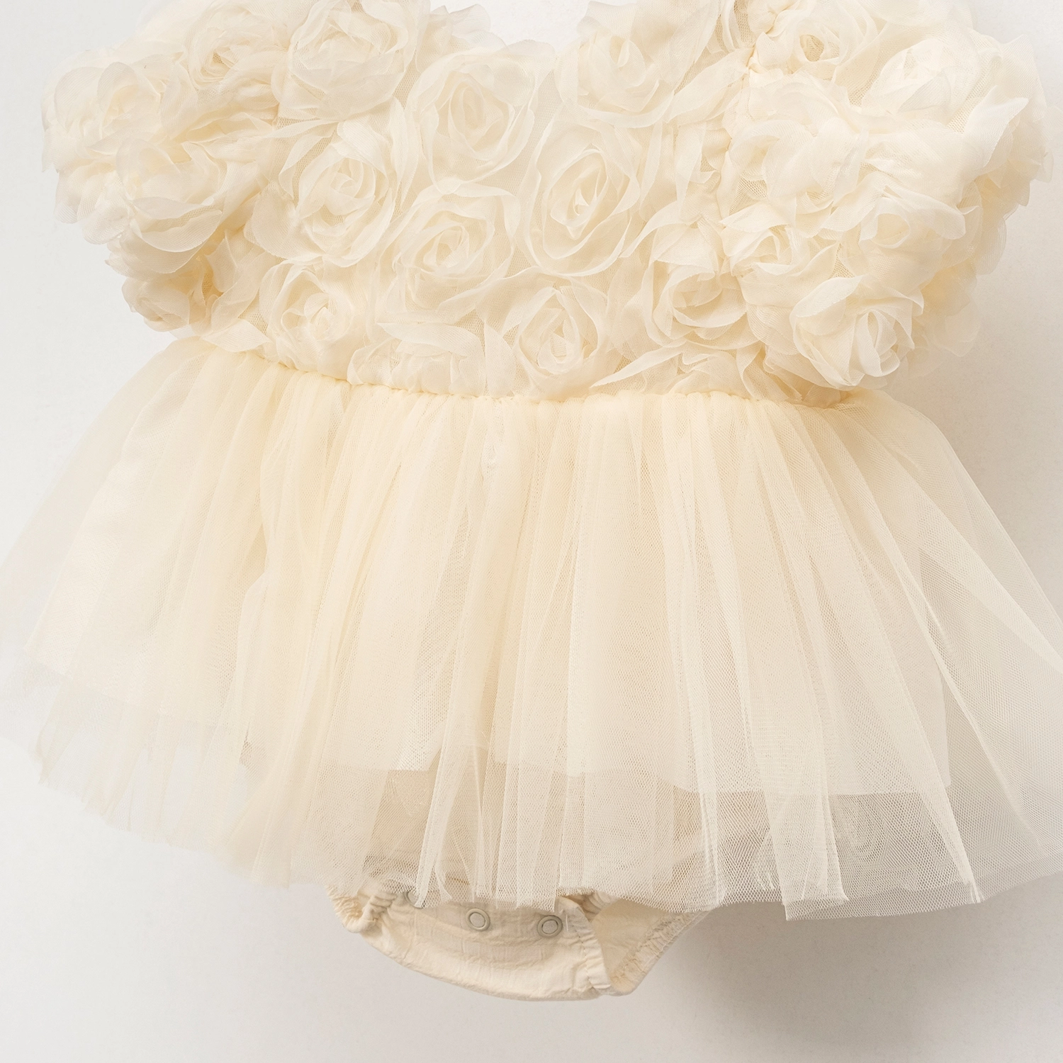Little Rosa Ekru Güllü Kız Bebek Romper