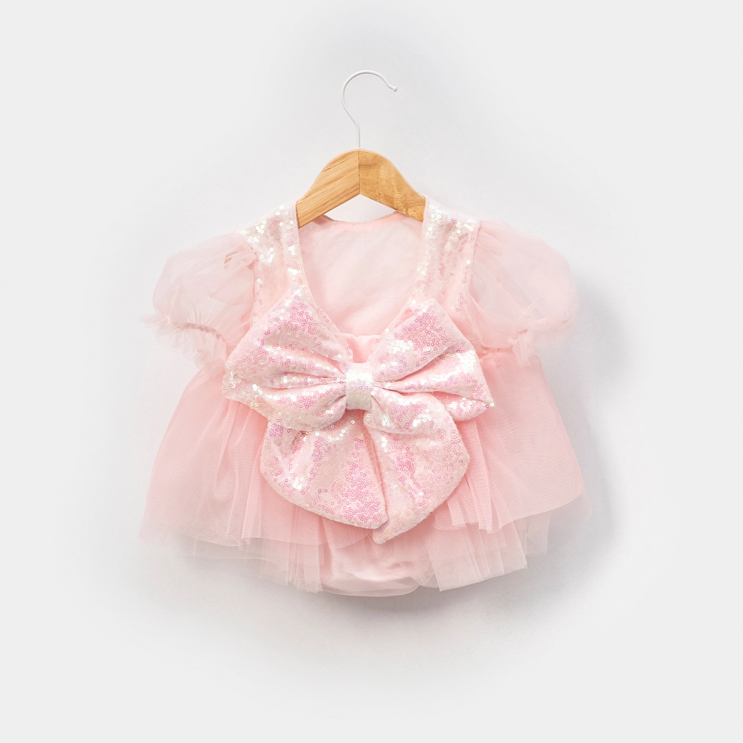 Sparkle Pudra Payetli Kız Bebek Romper