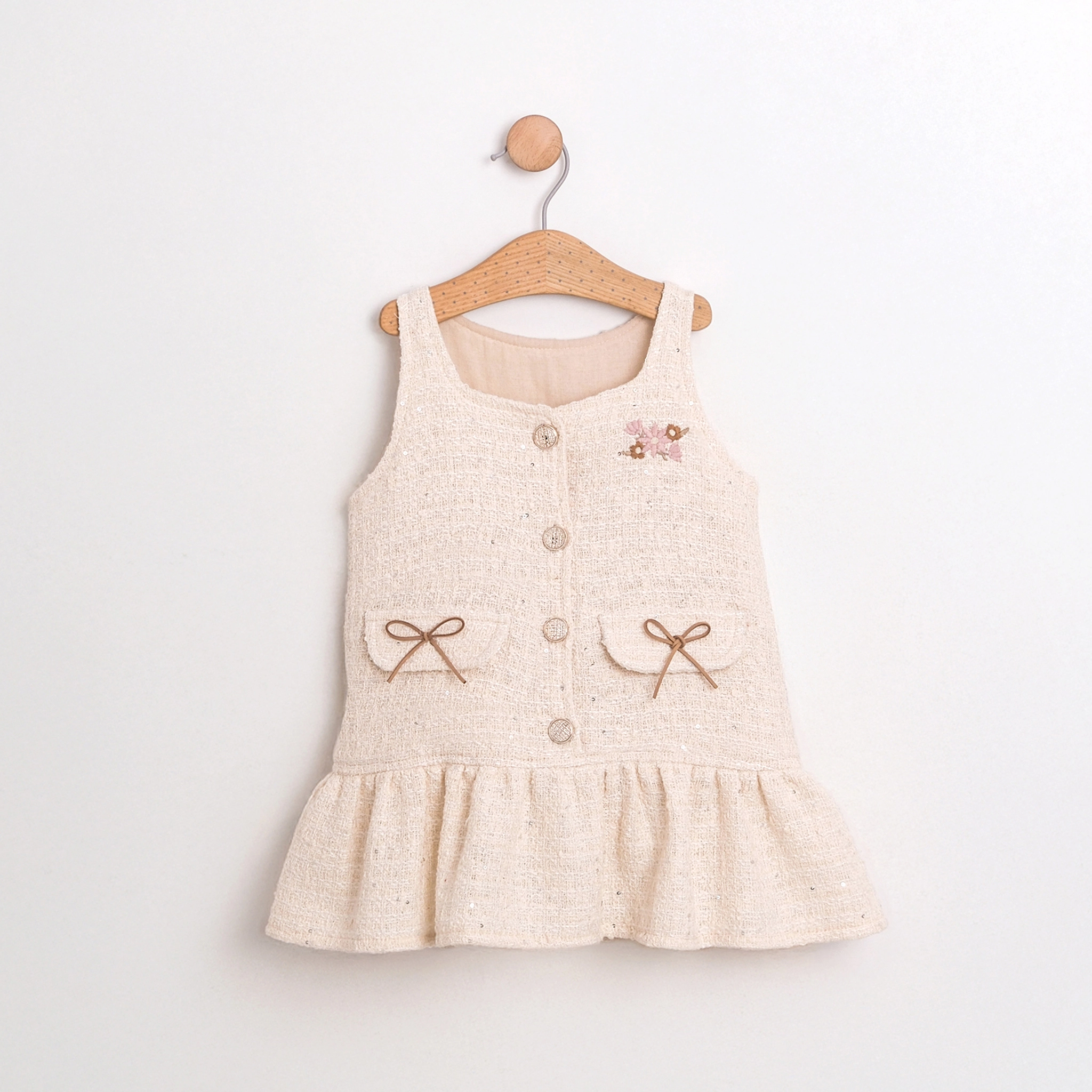 Liana Ekru Tüvit Kız Çocuk Jile Elbise