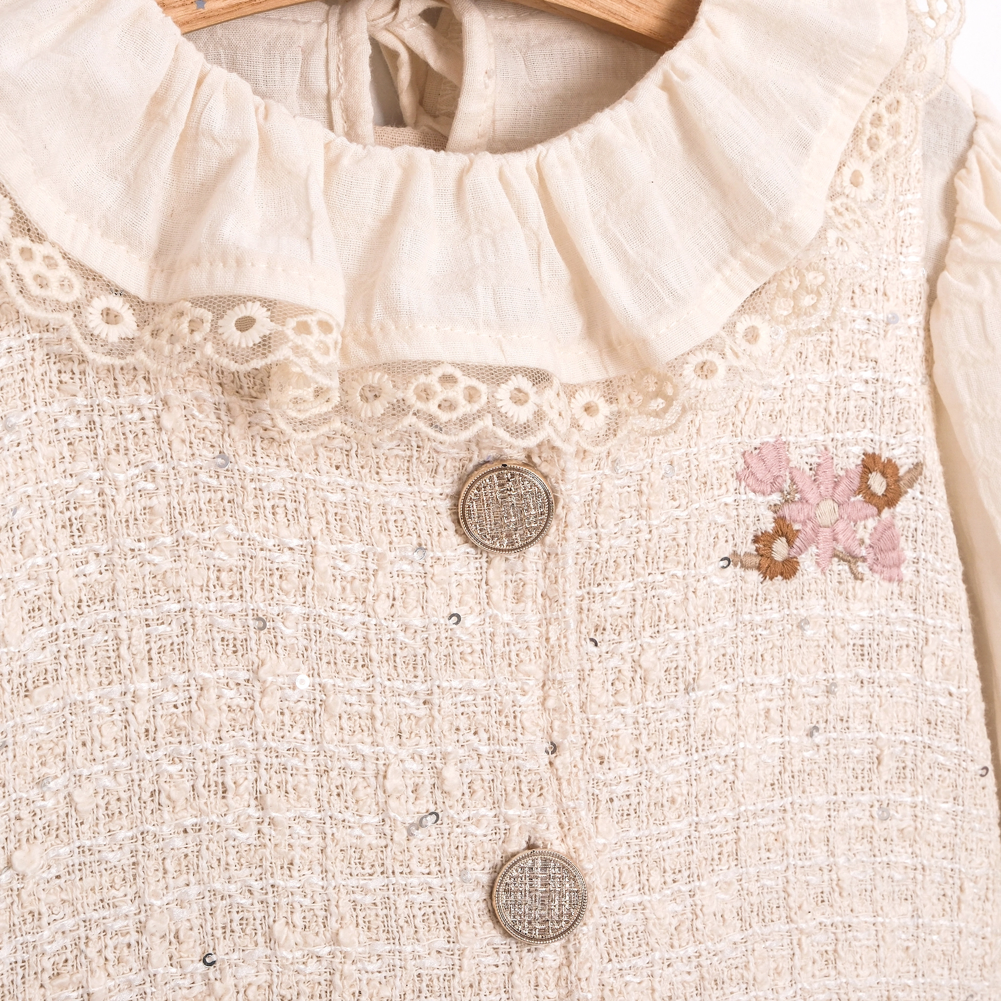 Liana Ekru Tüvit Kız Çocuk Jile Elbise