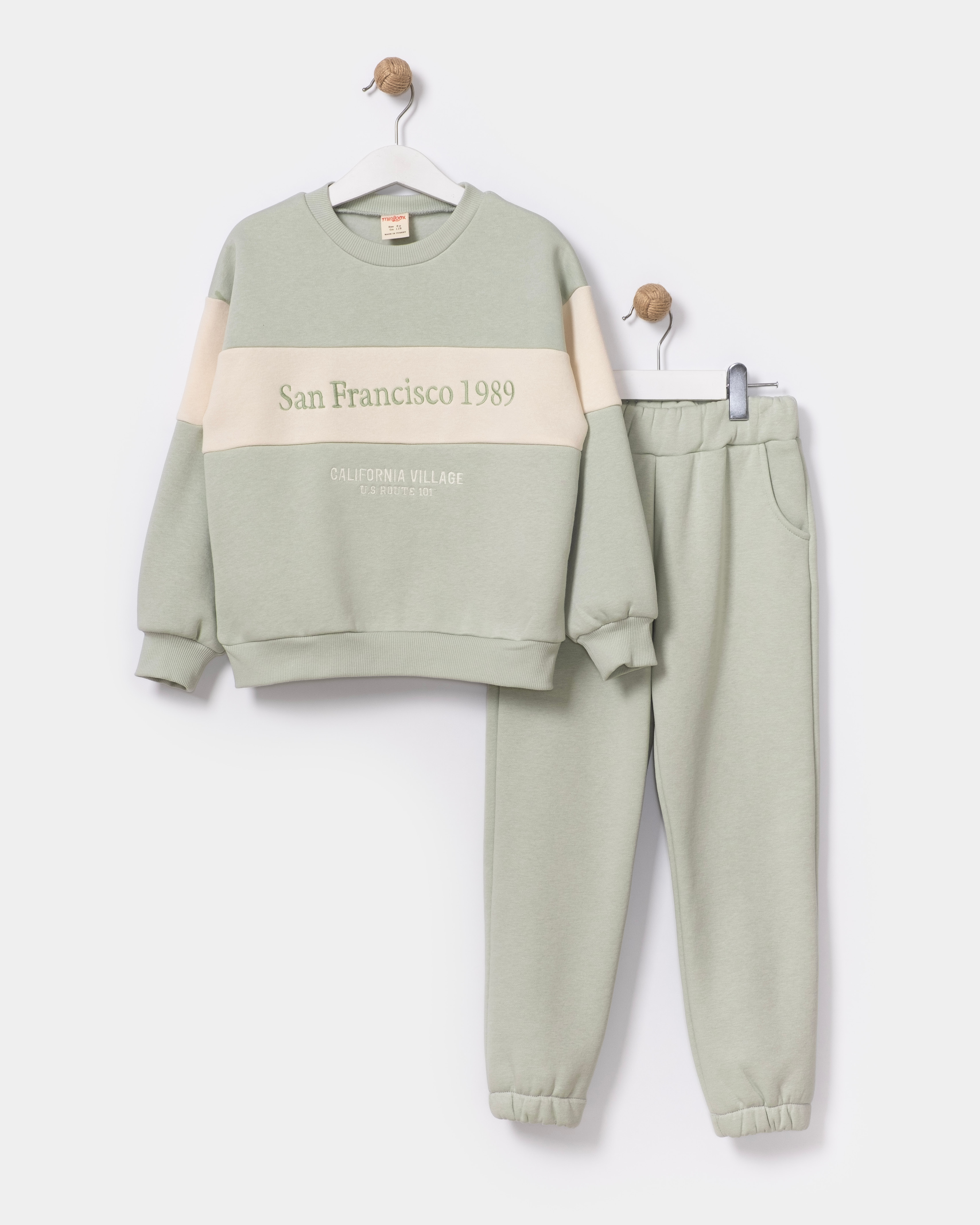 Nil Yeşili San Francisco Şeritli Kız Çocuk Eşofman Takım