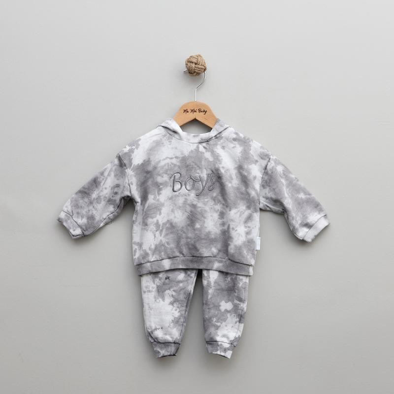 Gri Batik Desen Erkek Bebek Eşofman Takım