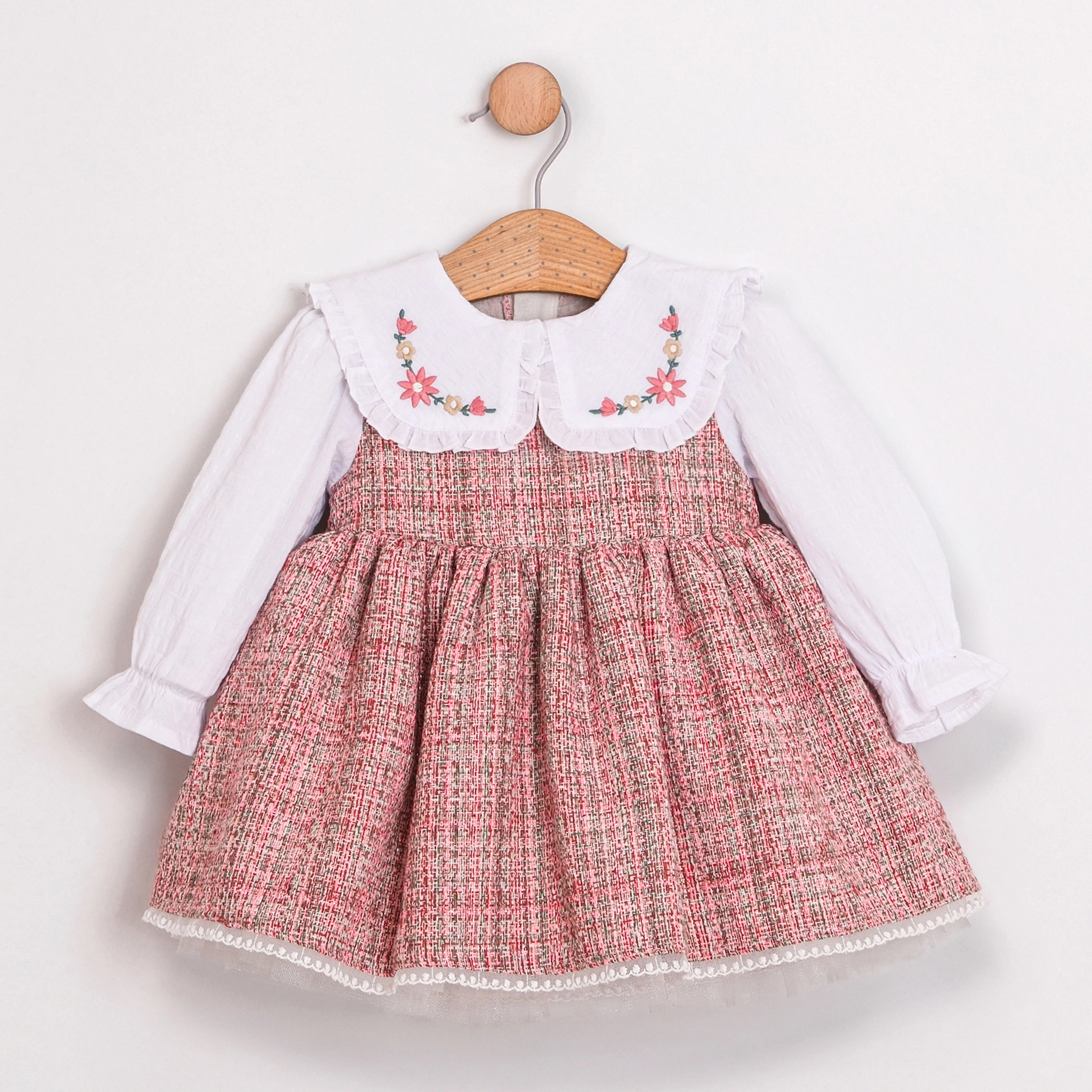 Lydia Pembe Tüvit Kız Bebek Elbise