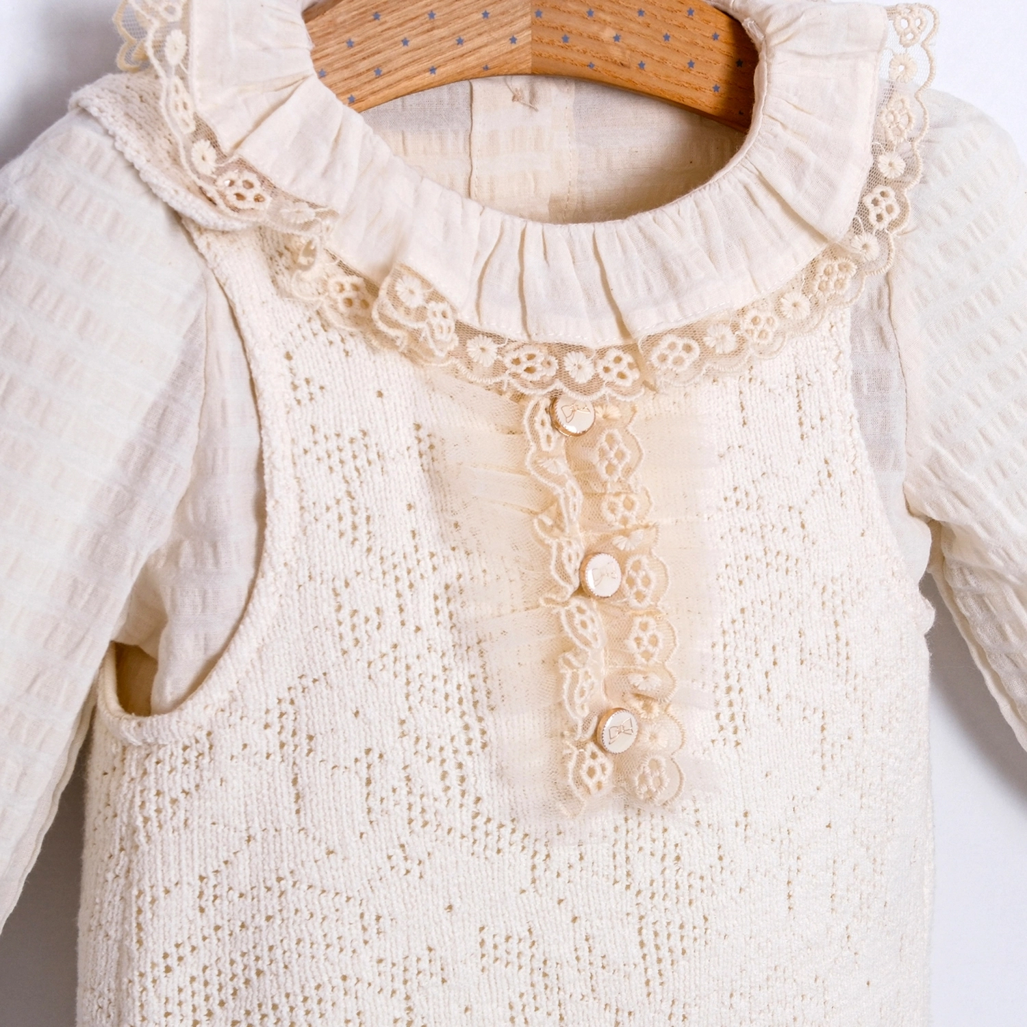 Milan Çantalı Dantel 2’li Kız Bebek Tulum