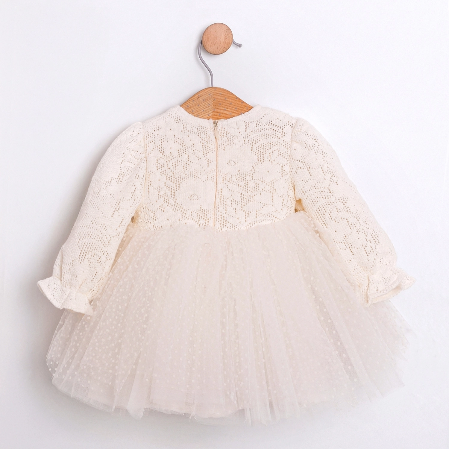 Vanadey Ekru Çantalı Kız Bebek Elbise