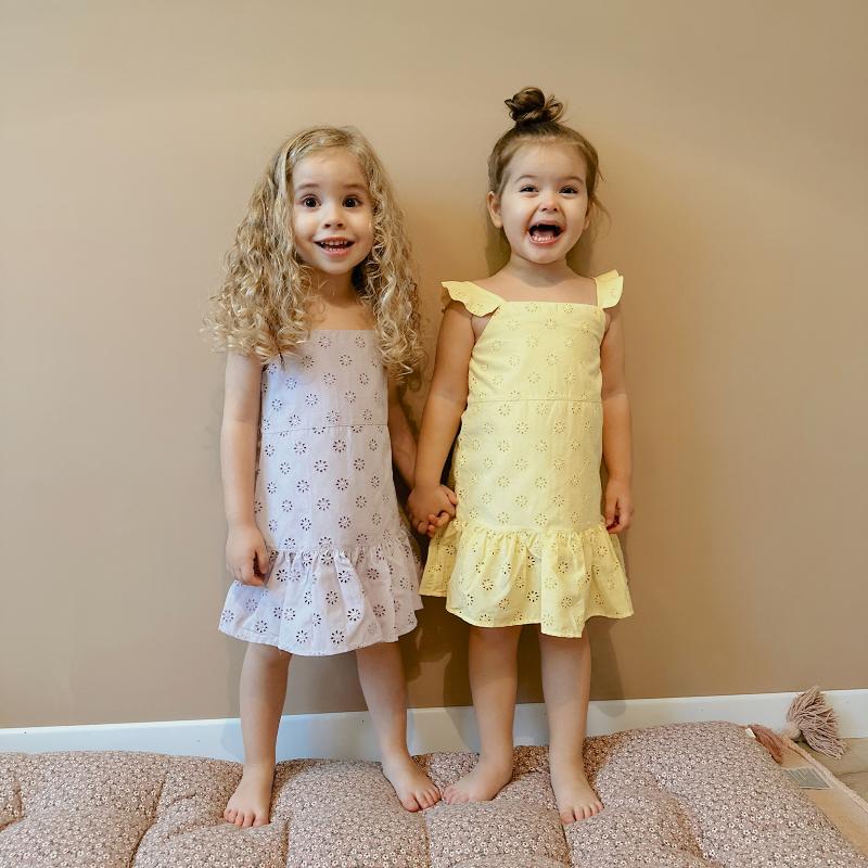 Lila Askılı Fırfırlı Fisto Kız Çocuk Elbise