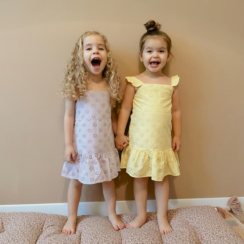 Sarı Askılı Fırfırlı Fisto Kız Çocuk Elbise