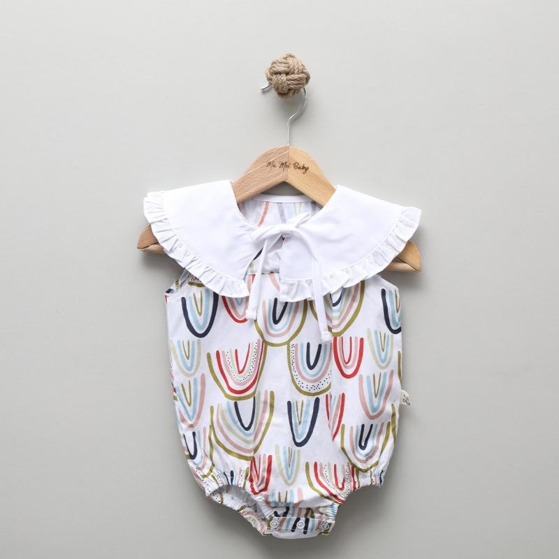 Gökkuşağı Fırfırlı Bebe Yakalı Romper