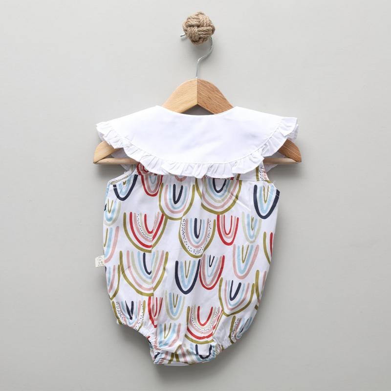 Gökkuşağı Fırfırlı Bebe Yakalı Romper
