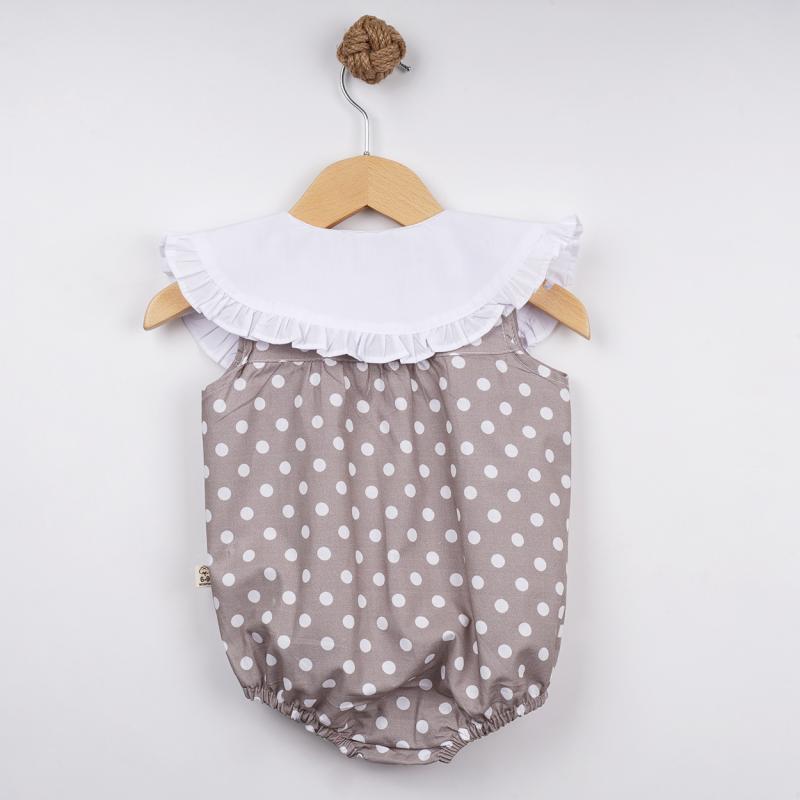 Puantiyeli Bebe Yakalı Kız Bebek Romper