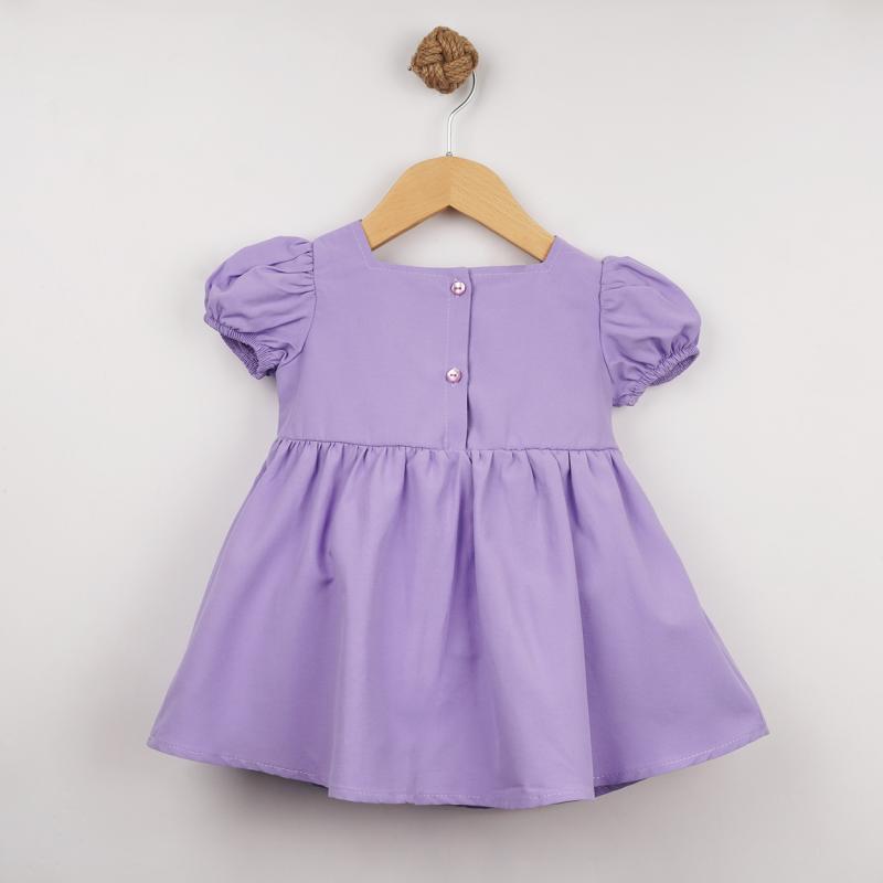 Lila Renkli Papatyalı Kız Bebek Elbise