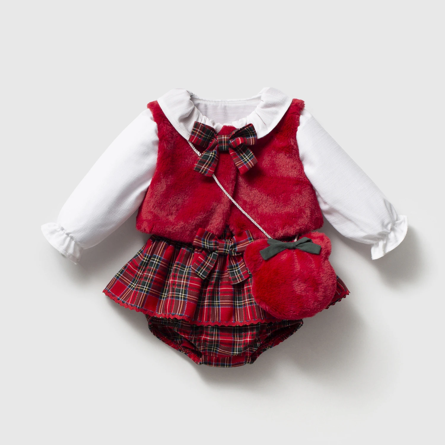 Eudora Kırmızı Peluşlu Kız Bebek Takım