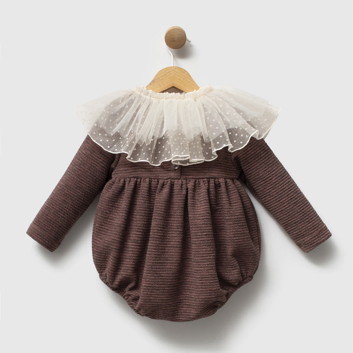 Milly Kahverengi Pelerinli Kız Bebek Romper