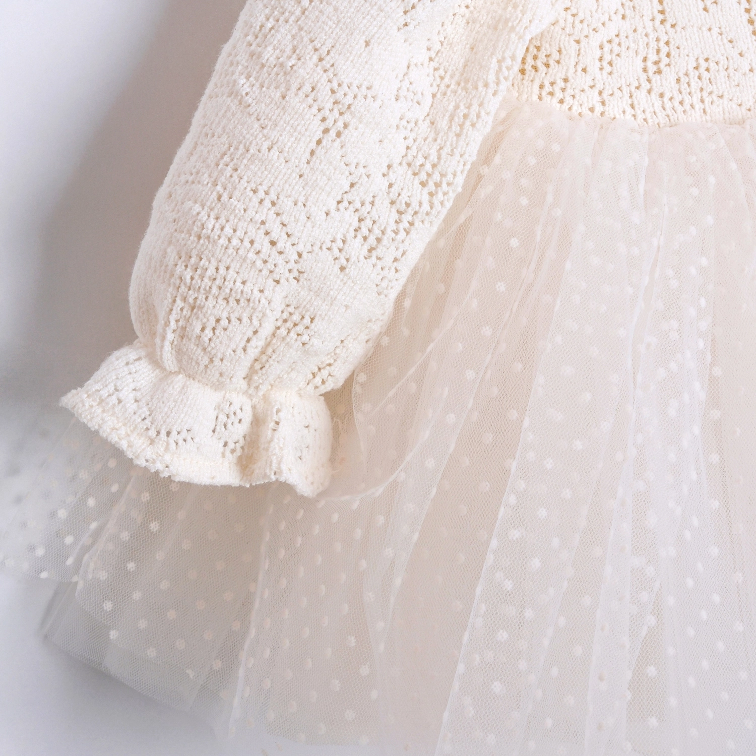 Vanadey Ekru Çantalı Kız Bebek Elbise