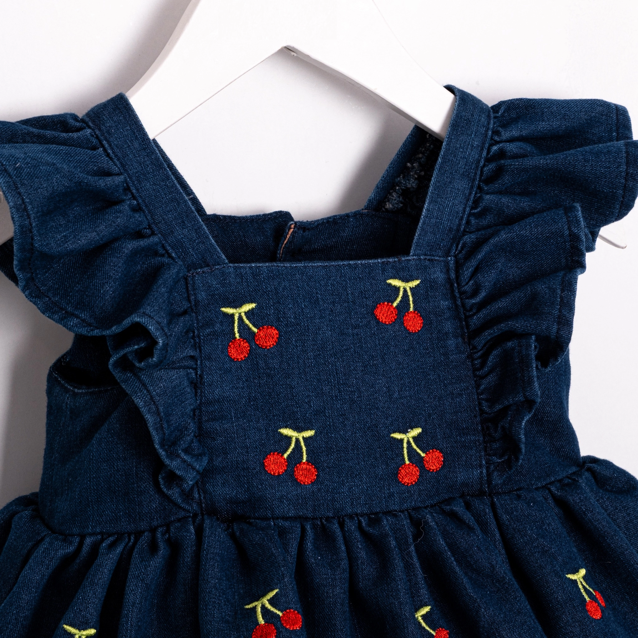 Cherry Kirazlı Kız Bebek Kot Romper - Ma Moi Baby