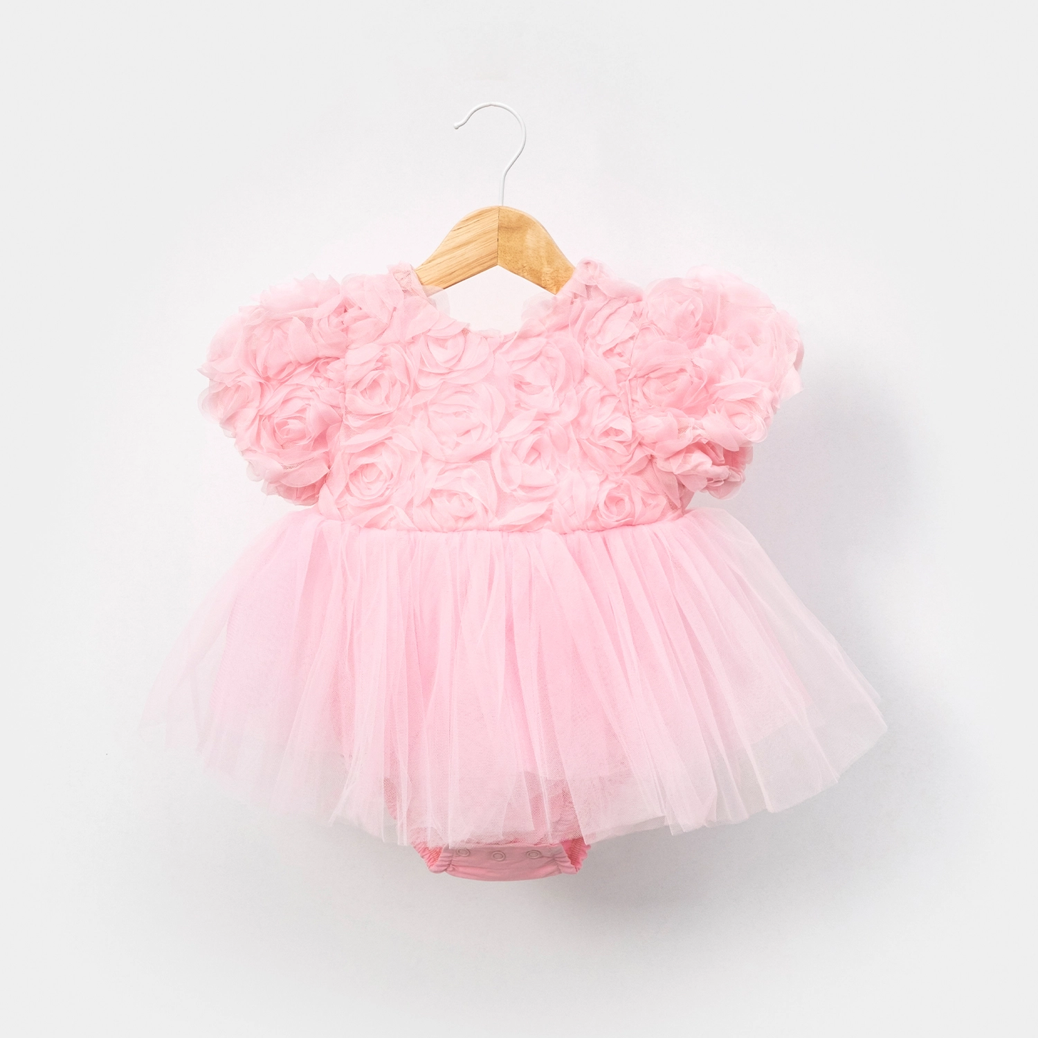 Little Rosa Pembe Güllü Kız Bebek Romper