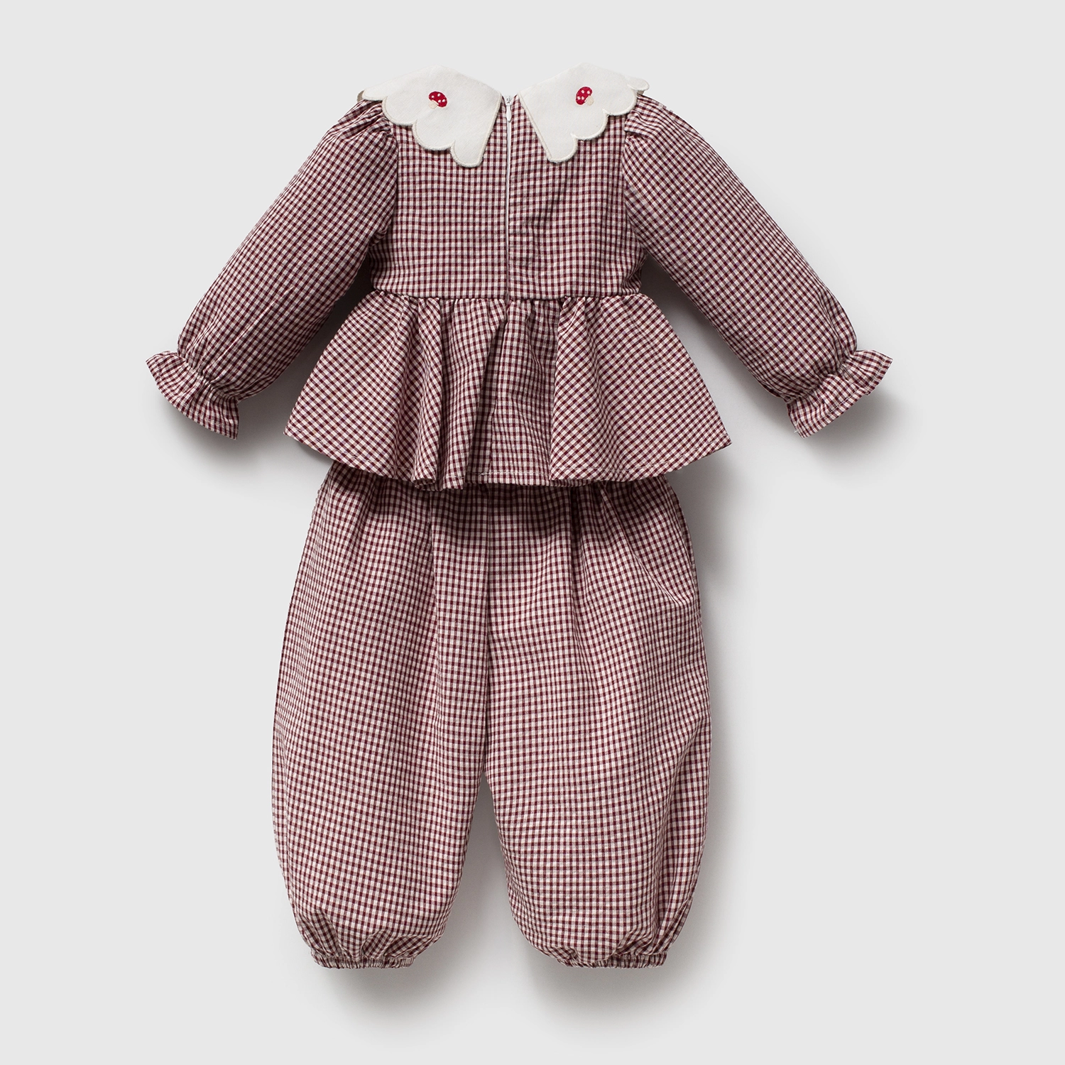 Mantar Nakışlı Bordo Bebe Yakalı Kız Bebek Takım