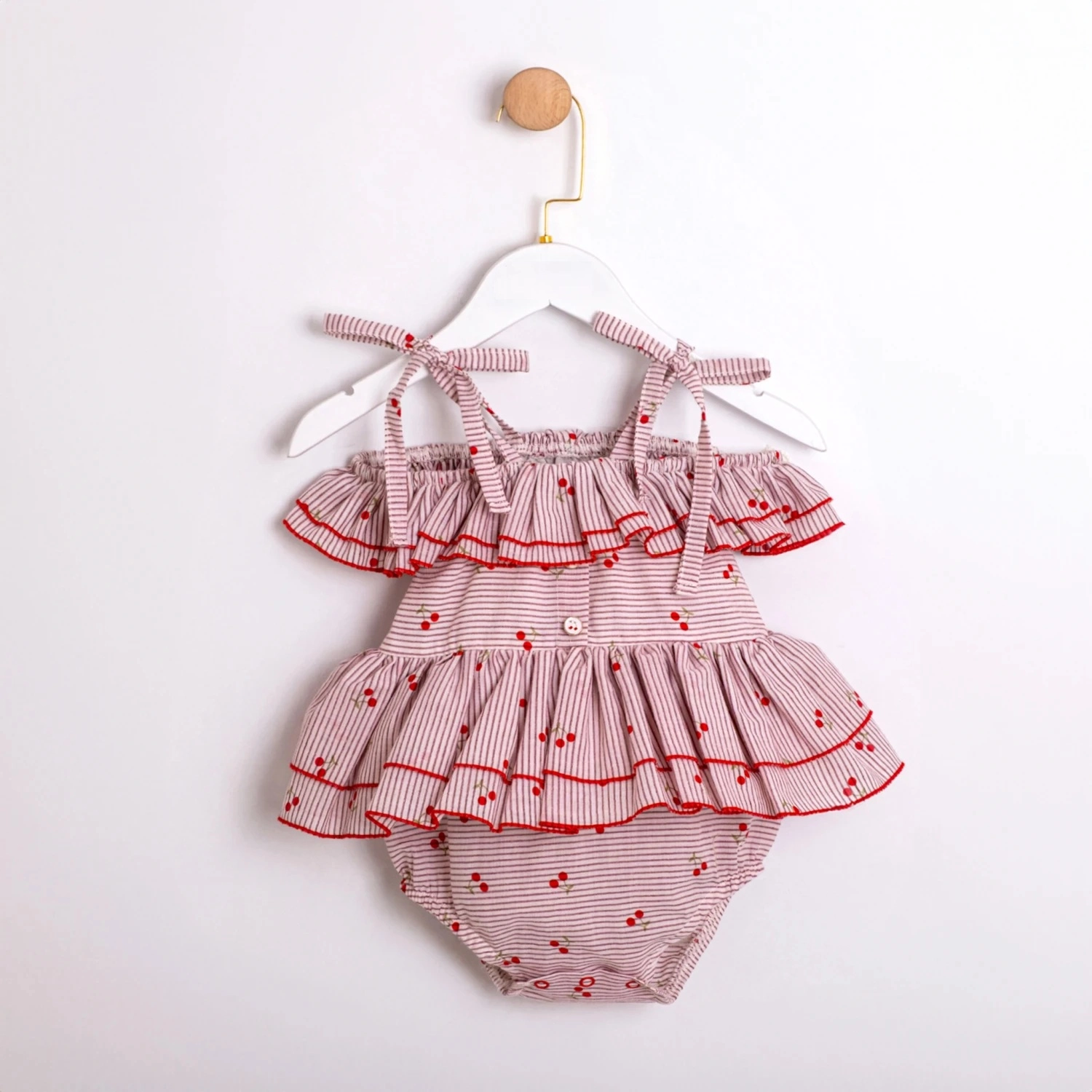 Millie Kırmızı Kirazlı Kız Bebek Romper