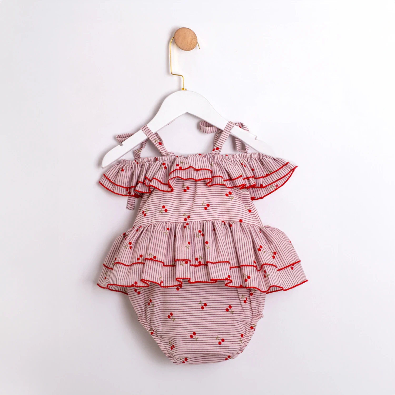 Millie Kırmızı Kirazlı Kız Bebek Romper