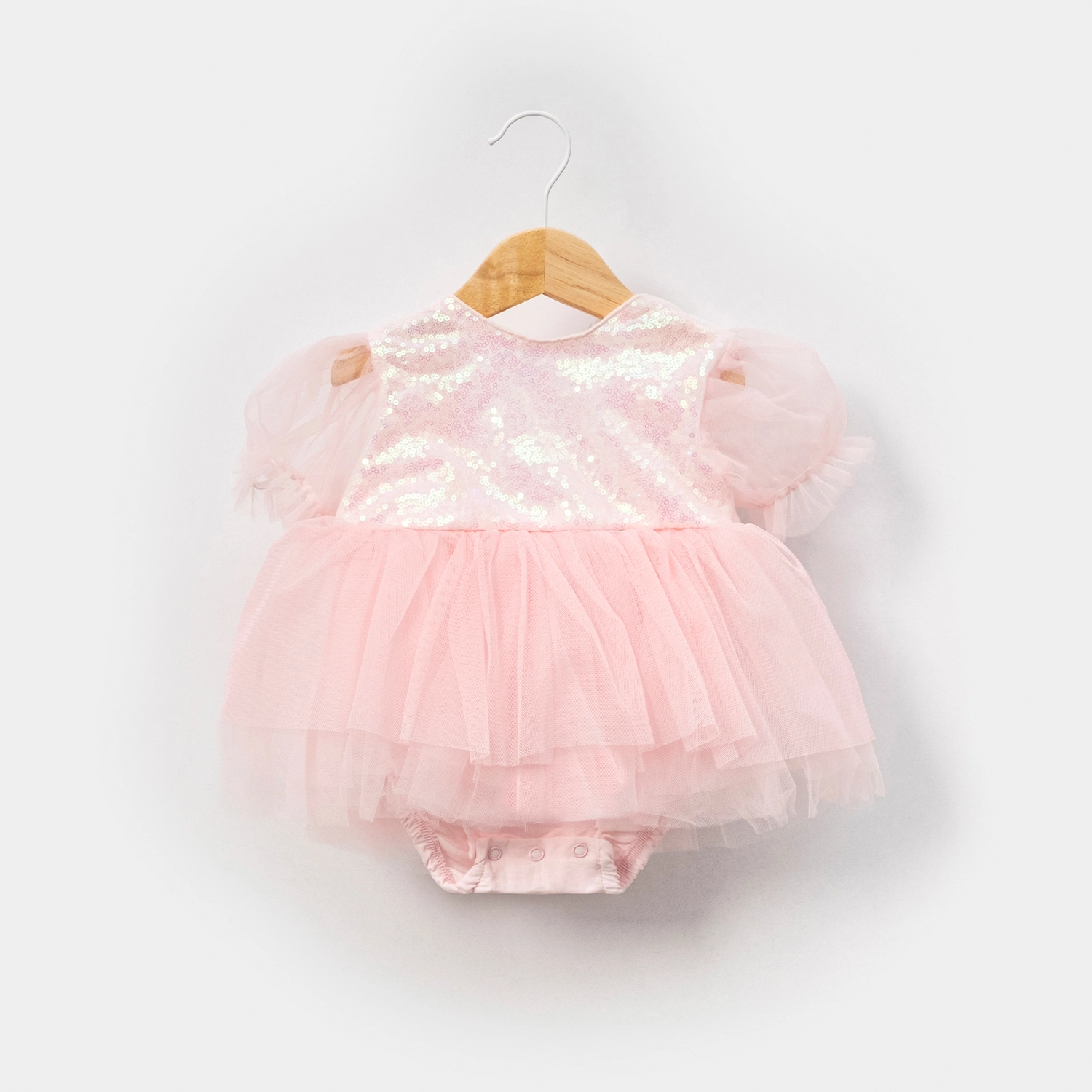 Sparkle Pudra Payetli Kız Bebek Romper
