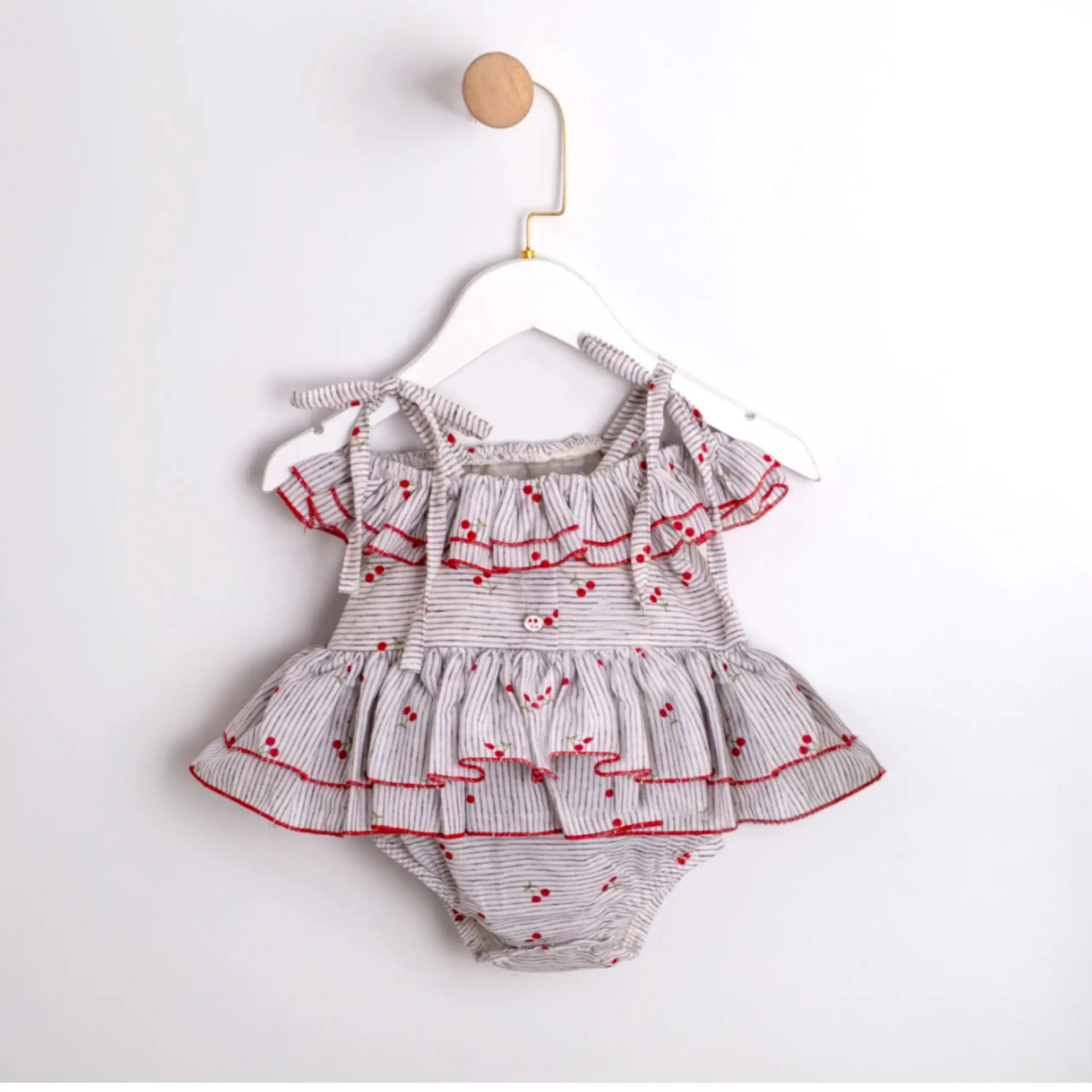 Millie Mavi Kirazlı Kız Bebek Romper
