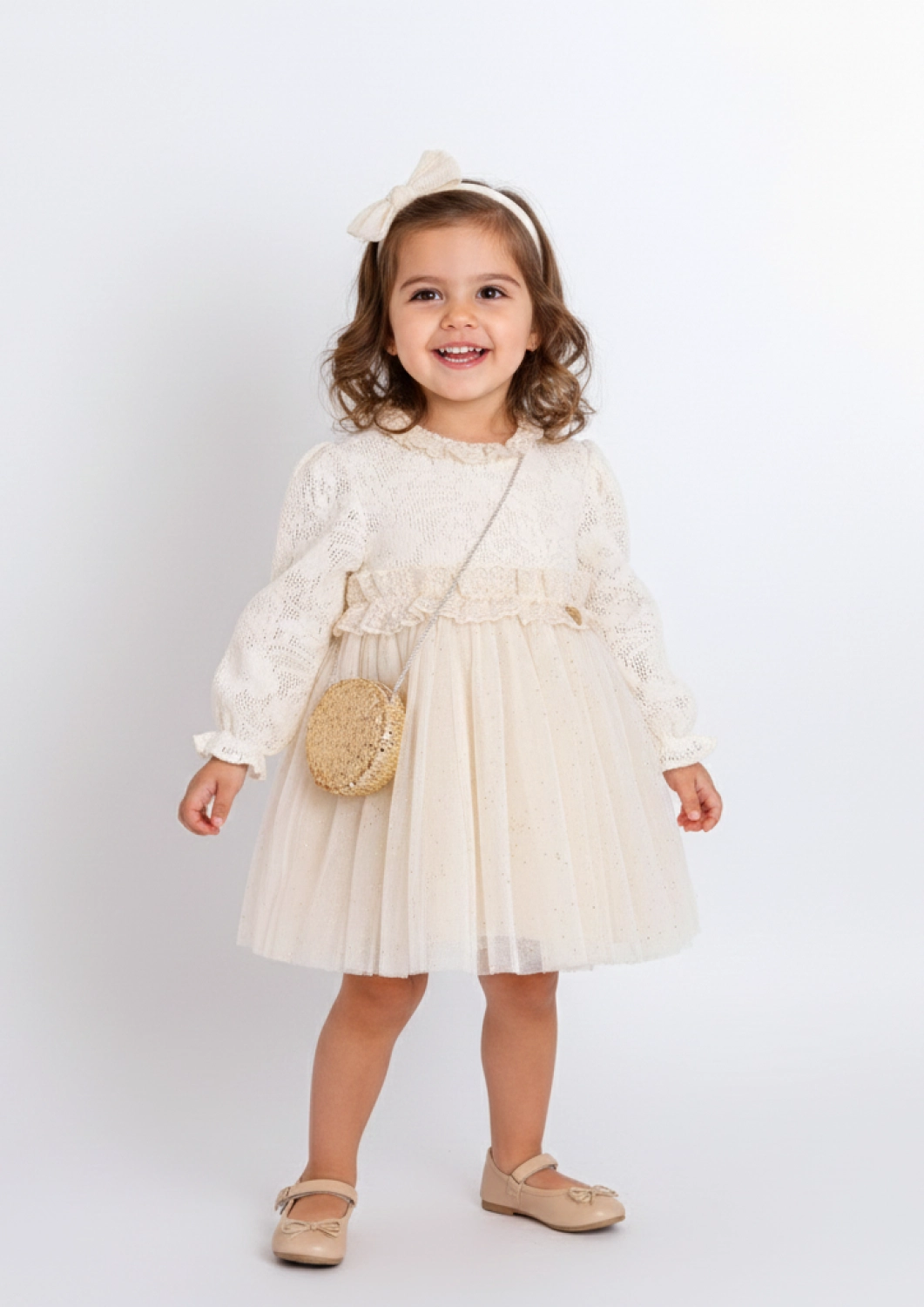 Viella Pullu Çantalı Kız Çocuk Elbise