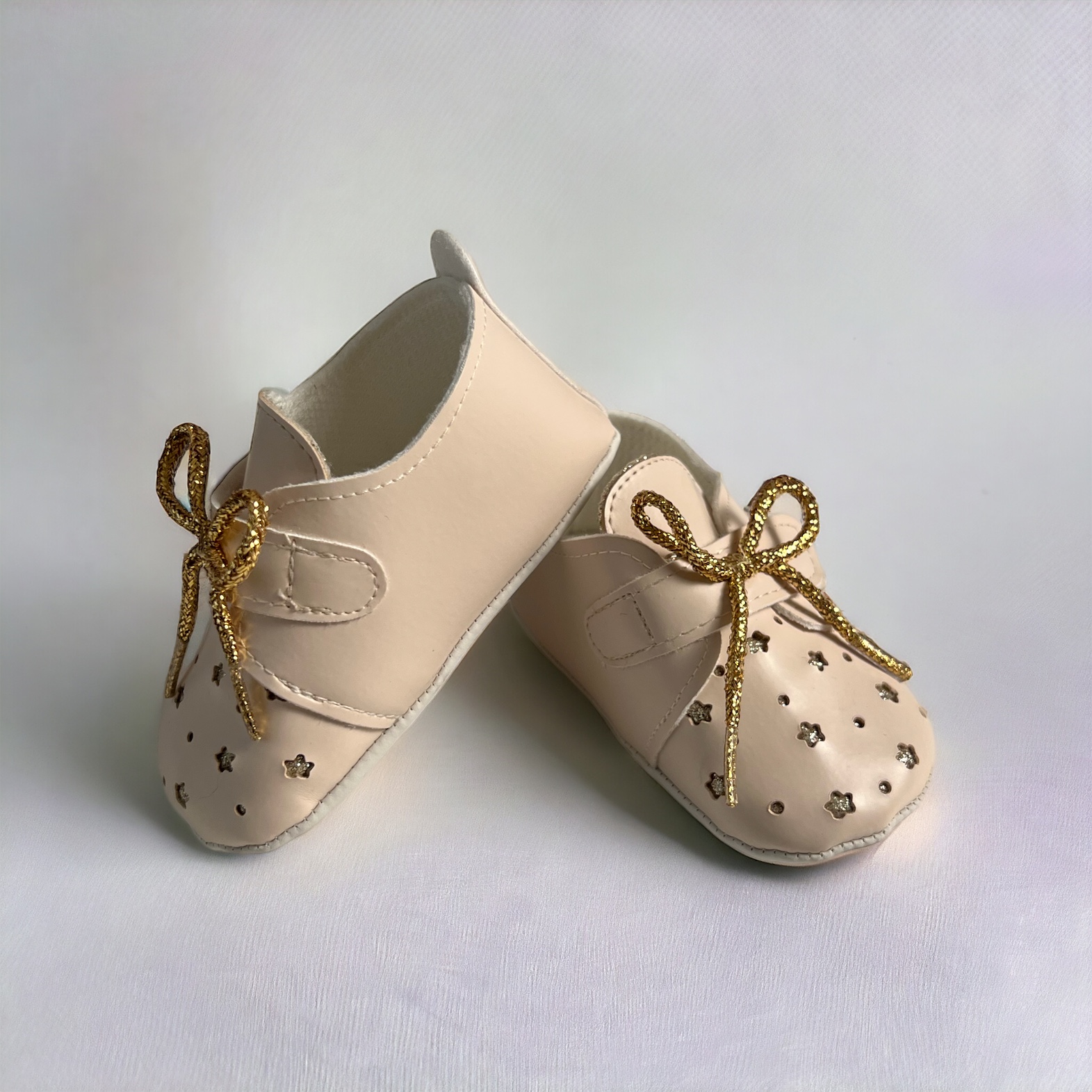 Krem Yıldızlı Kız Bebek Ayakkabı