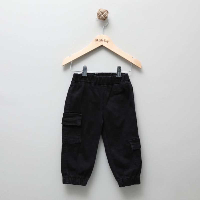 Çantalı Siyah Kot Peluş Detaylı Takım 