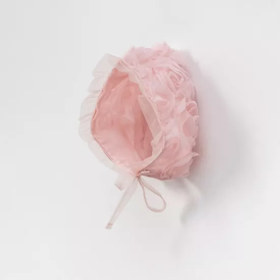 Pembe Güllü Kız Bebek Bone