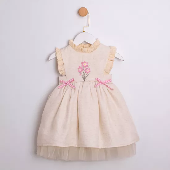 Carmilla Çiçek Nakışlı Kız Çocuk Elbise
