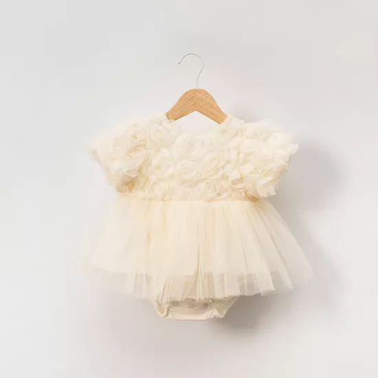 Little Rosa Ekru Güllü Kız Bebek Romper