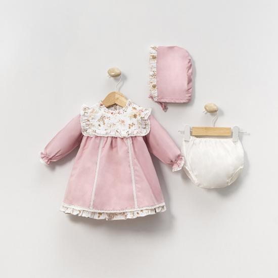 Cherry Pembe Boneli Külotlu Kız Bebek Elbise