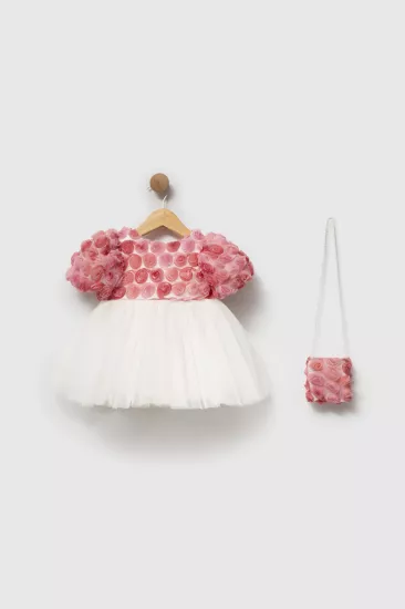 Florea Güllü Ekru Tül Kız Çocuk Elbise 