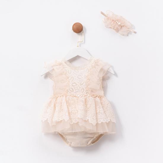 Laurel Bej Kız Bebek Romper