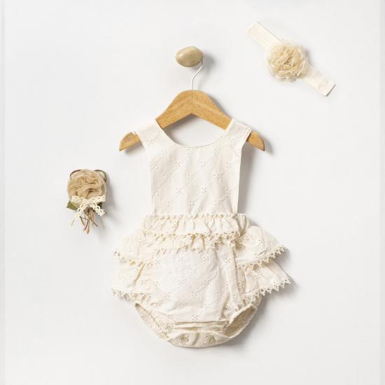 Aster Ekru Kız Bebek Romper