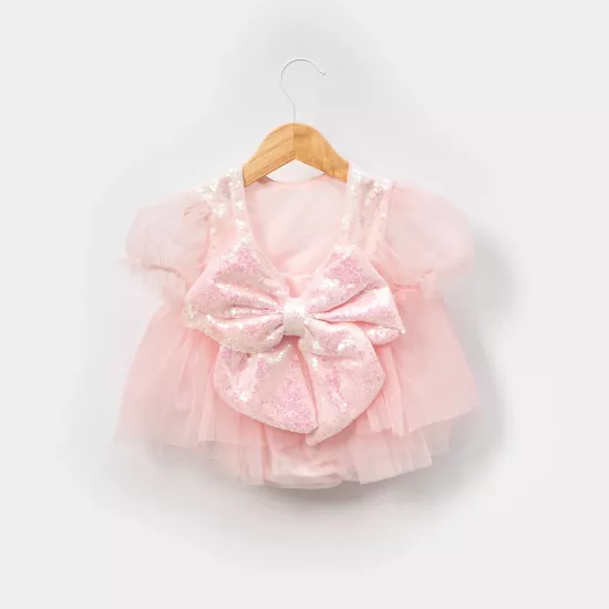 Sparkle Pudra Payetli Kız Bebek Romper