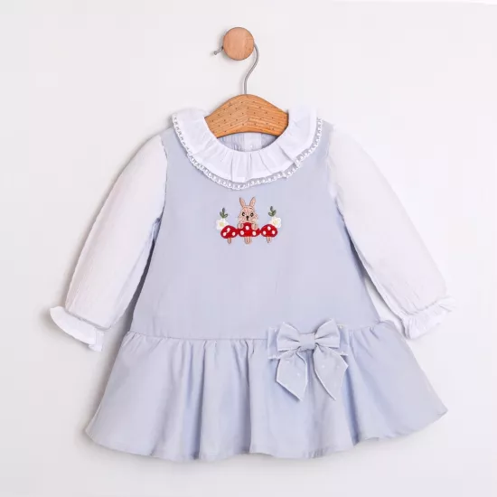 Lilybeth Mavi Kadife Kız Bebek Jile Elbise