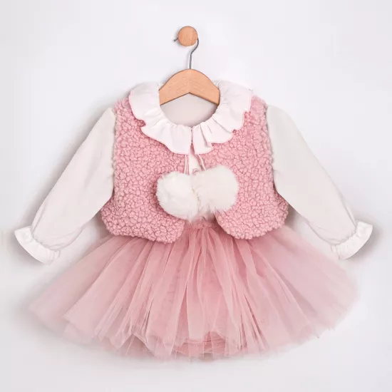 Audrey Pembe 3’lü Kız Bebek Takım