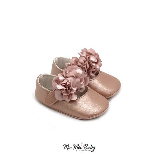 Pembe Çiçekli Kız Bebek Ayakkabı