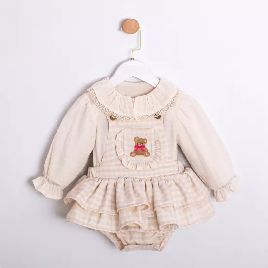 Adeline Mavi Ayıcıklı Kız Bebek Romper Takım