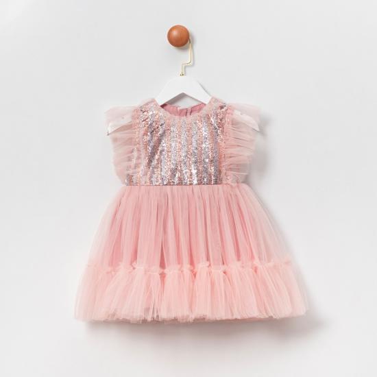 Mila Pullu Tütülü Kız Çocuk Elbise