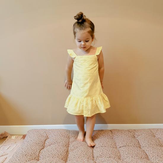Sarı Askılı Fırfırlı Fisto Kız Çocuk Elbise