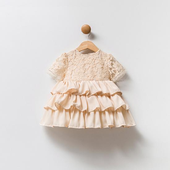 Alice Bej Dantelli Kız Bebek Elbise