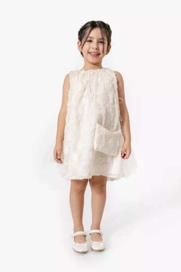 Wendlyn Çiçekli Tül Detaylı Kız Çocuk Elbise