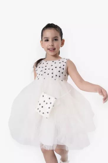 Arryn Puantiyeli Pullu Kız Çocuk Elbise