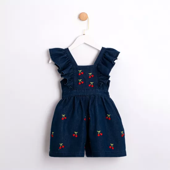 Cherry Kirazlı Kız Çocuk Kot Tulum